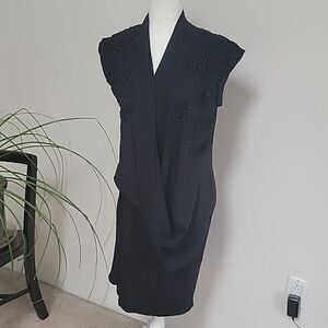 Religion drape neck embellished dress